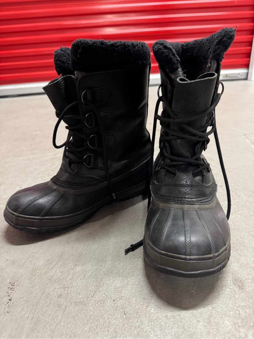 Sorel Black Leather & Rubber Lace-Up Boot